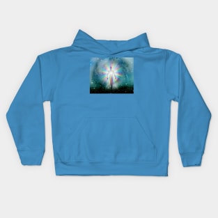 Man in rainbow light and stars Kids Hoodie